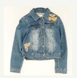 Ladies Floral Embroidered Denim Jacket sz PL